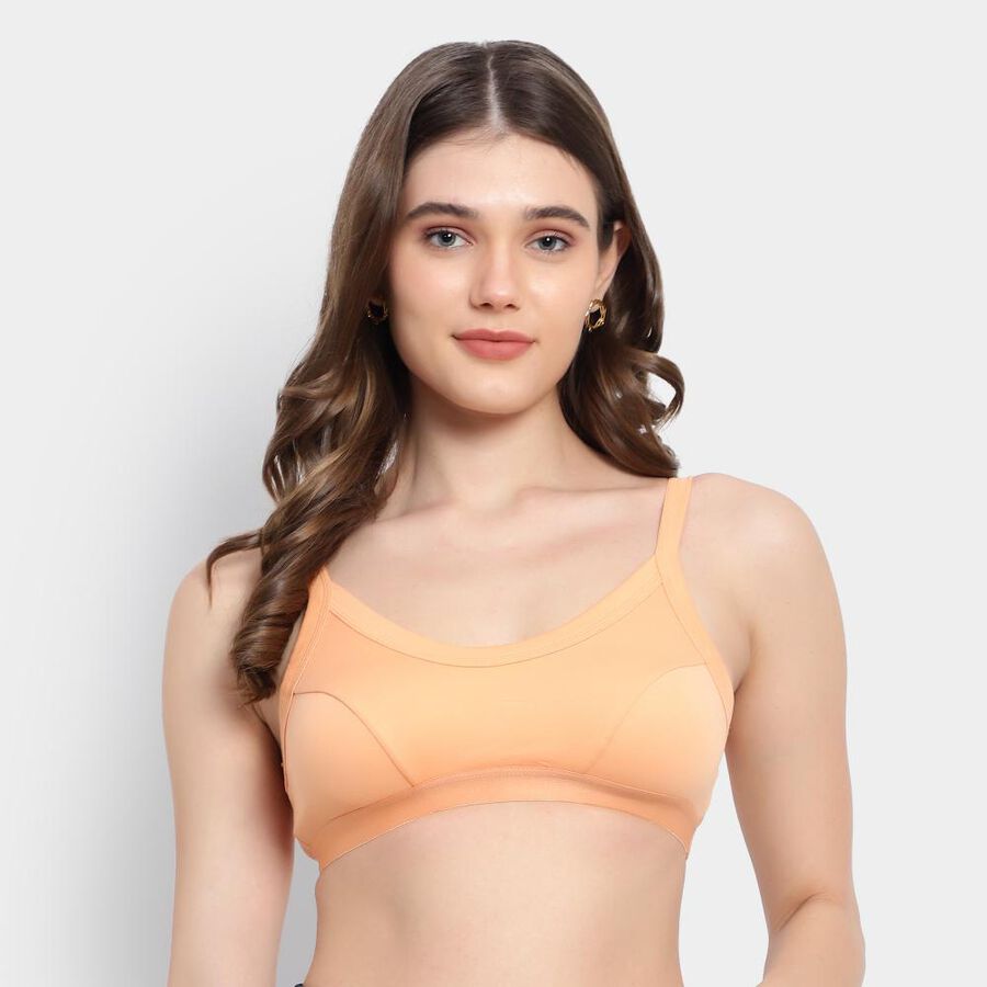 Ladies' 100% Cotton Non-Padded Bra, Peach, large image number null